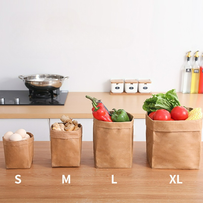 Food Storage Bags Reusable - Kraft Kağıt Çanta Yıkanabilir Kağıt Saklama