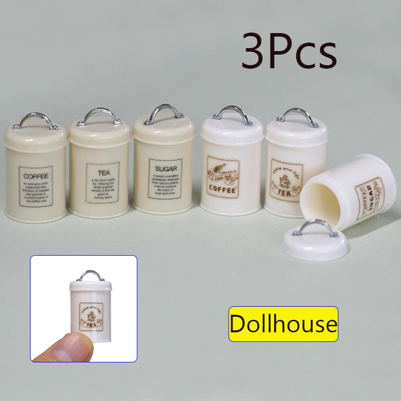 Food Storage For - 3 adet minyatür Dollhouse Mini gıda/çay/kahve