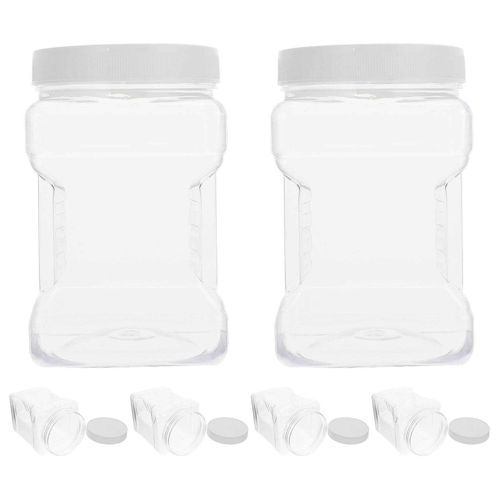 Food Storage Jars Airtight - 6 Adet Şeffaf Kare Plastik Saklama