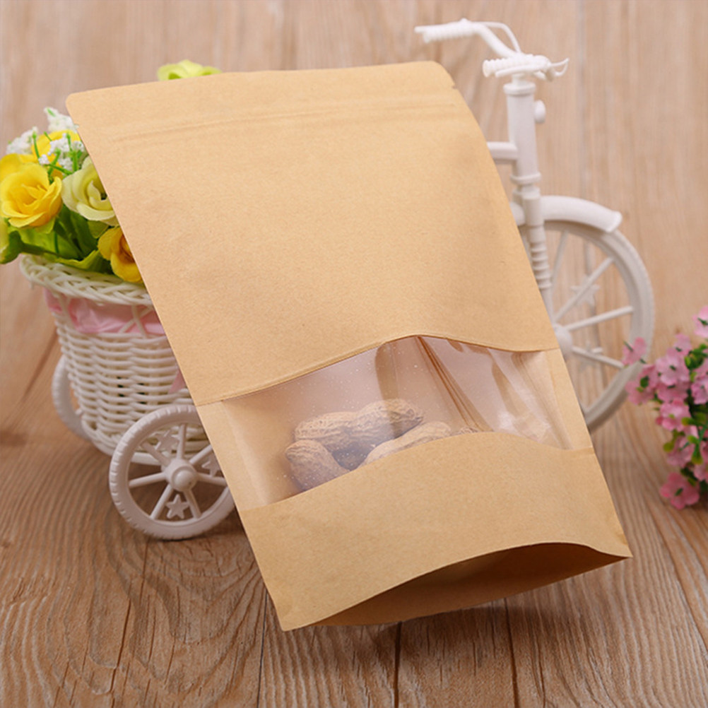 Food Storage Bags Reusable - 50 Adet Kraft Kağıt Fermuarlı Mühürlü