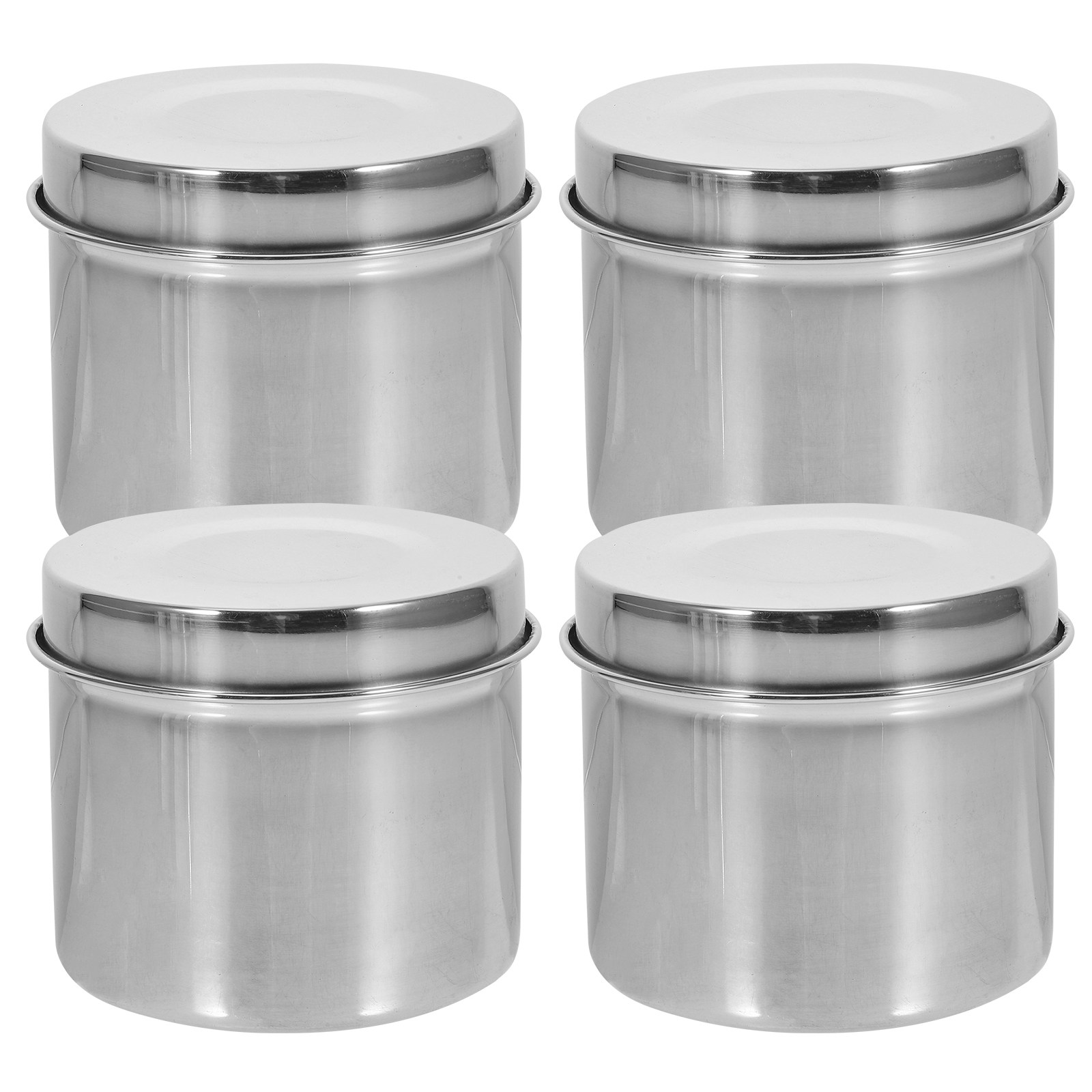 Food Storage Food Safety - 4 Adet Parlak Paslanmaz Çelik Gıda