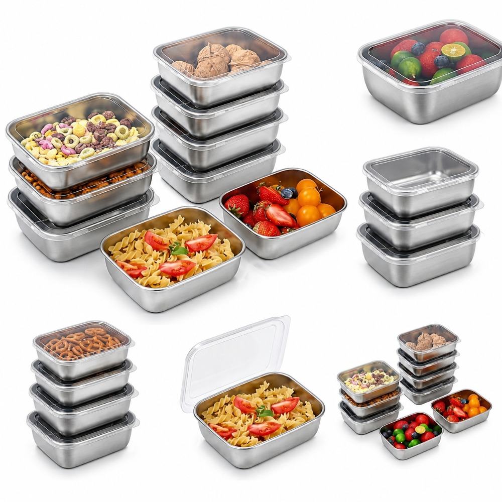 Set Food Storage - 6 Adet Paslanmaz Çelik Gıda Saklama