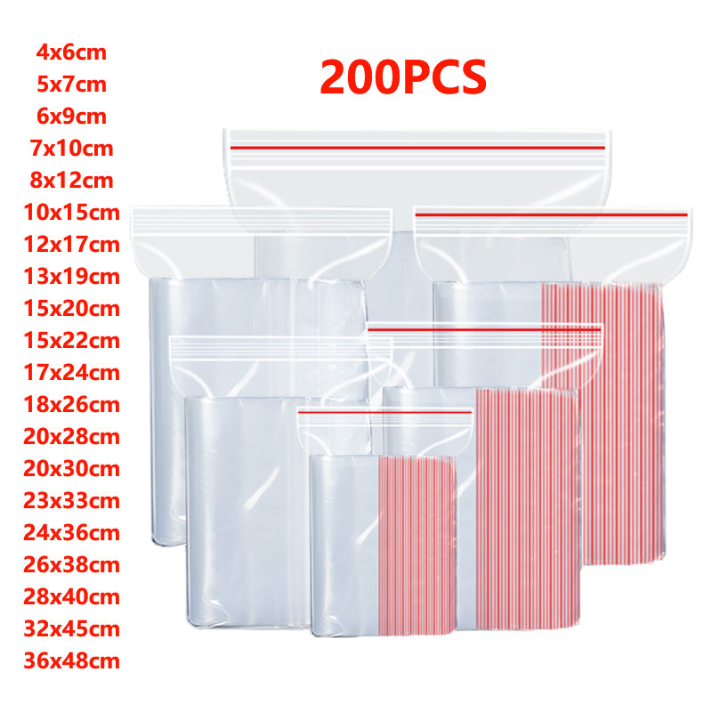 Food Storage Locker - 100/200 adet küçük kilitli plastik poşetler