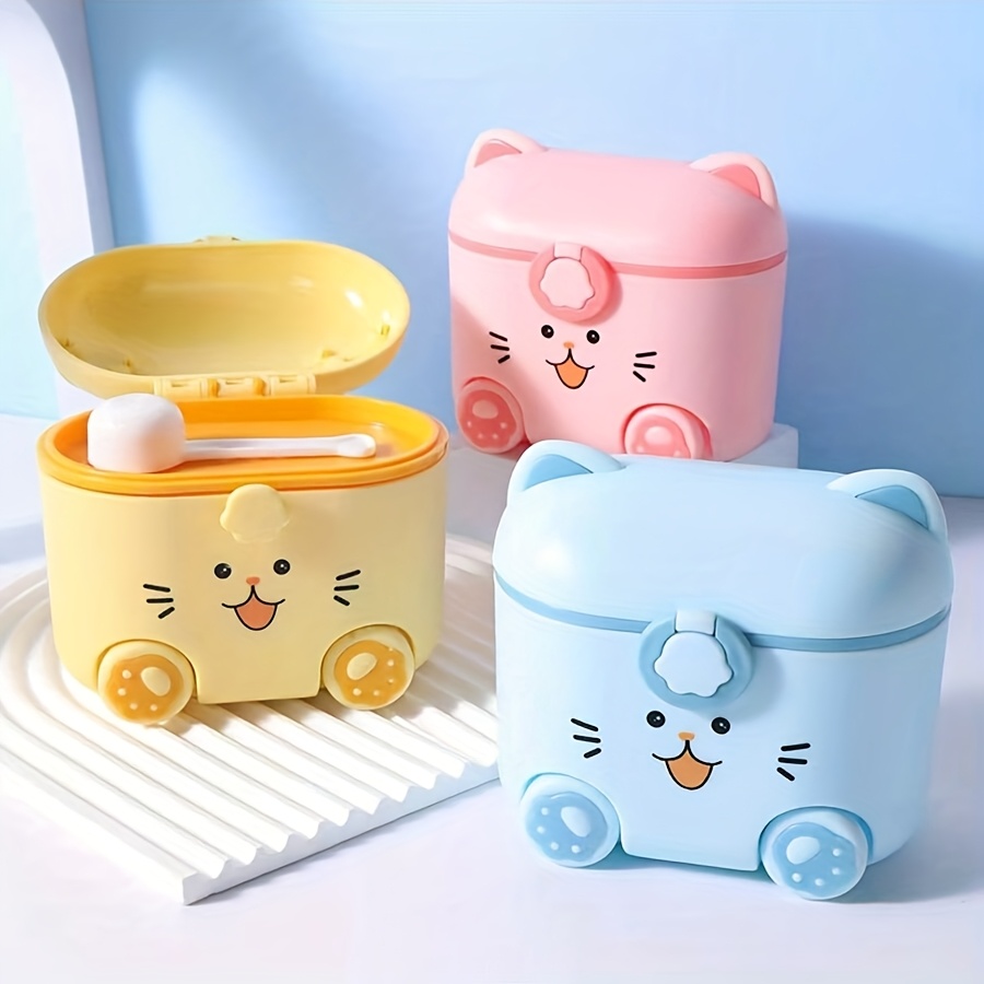Food Storage Locker - Kaşık ve Kilitli Sevimli Kedi Süt