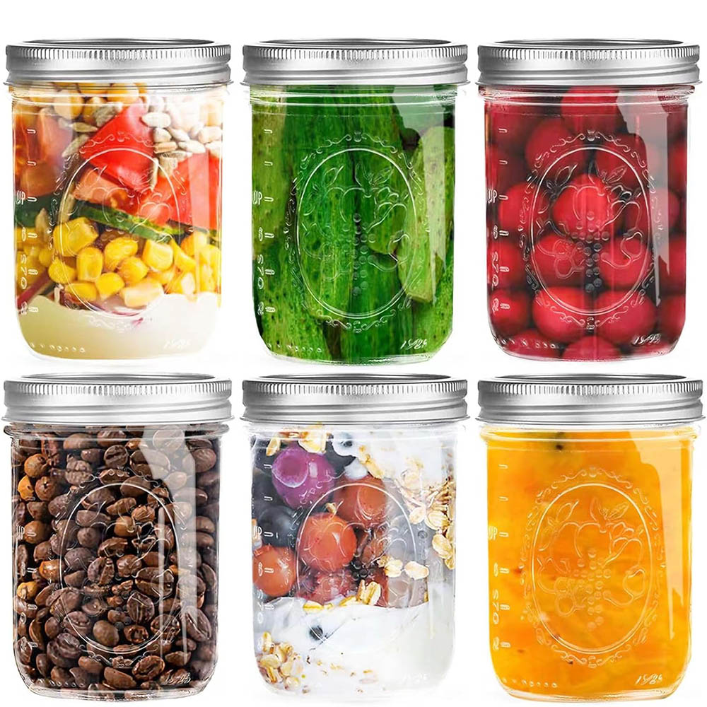Food Storage Lid - 16oz Geniş Ağızlı Mason Kavanozları, Metal